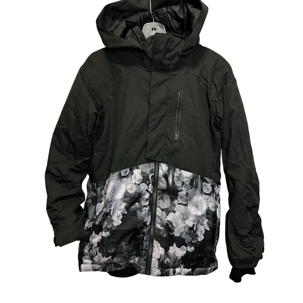 Pulse Girls Jacket Size XL(18-20) Black With Flowers